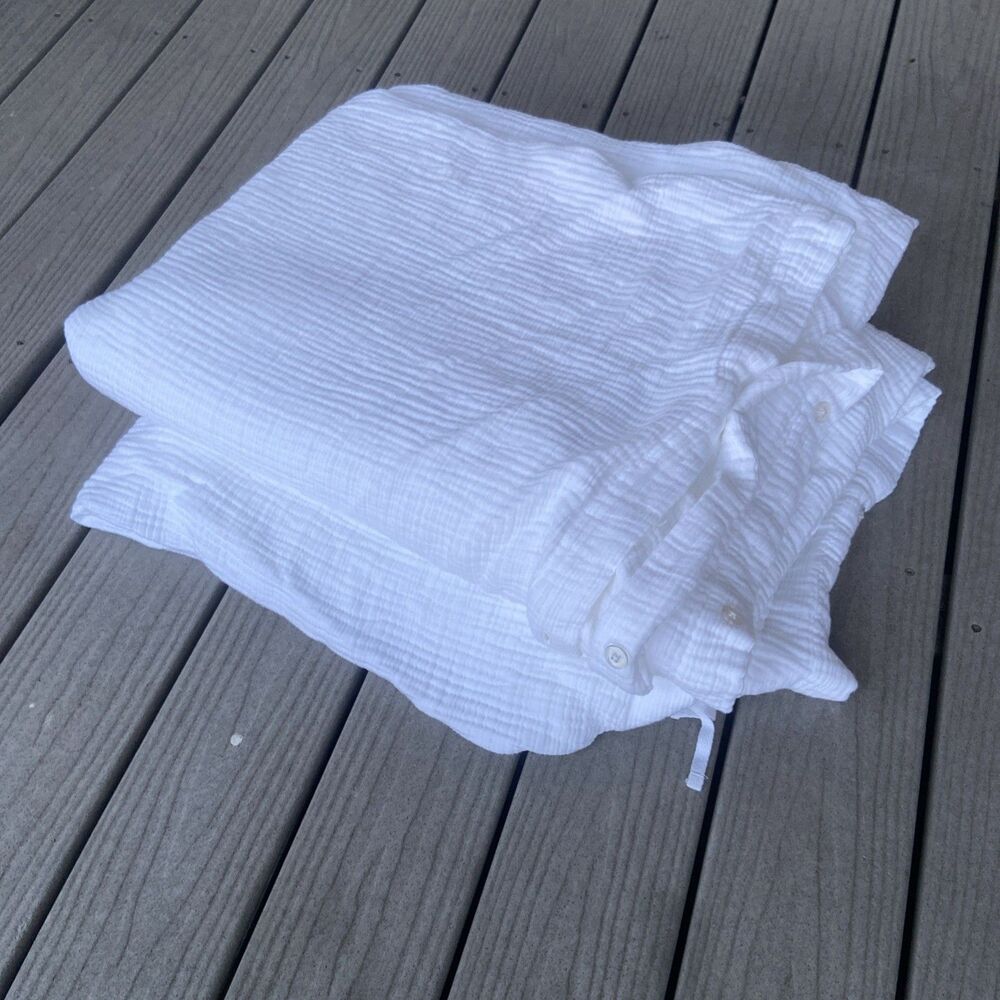Quince King Size Airy Gauze Cotton Duvet Cover White No Shams Use As Coverlet